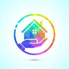 Home care icon design illustration, House care logo icon low poly style