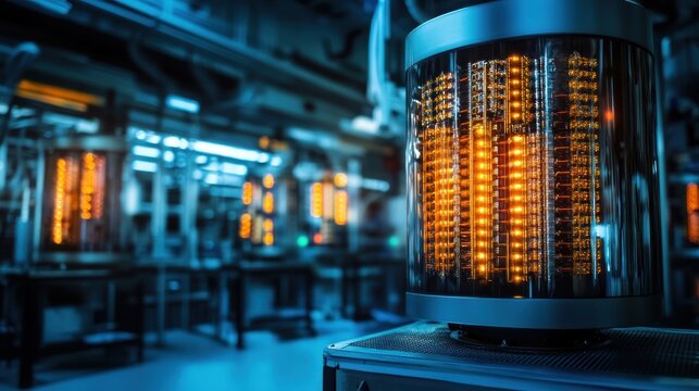 Advanced quantum computing processor core with intricate circuit design elements