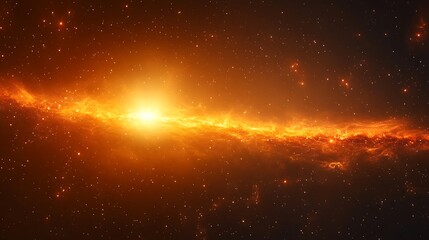 Obraz premium Fiery cosmic nebula with bright stars.