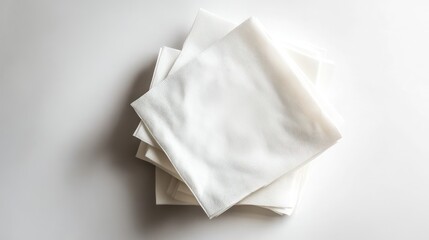 Stacked white napkins on white background (1)