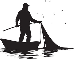 Fisherman Silhouette Vector Design