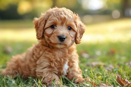 Mini Goldendoodle Puppy. Adorable and Cute Pet Dog for Animal Lovers