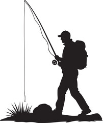 Fototapeta premium Fisherman Silhouette Vector Design
