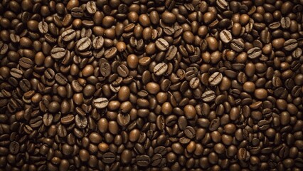 Obraz premium Aromatic Symphony: Rich, Roasted Coffee Beans in a Dense Array, Promising Warmth, Comfort, and the Perfect Start to Your Day