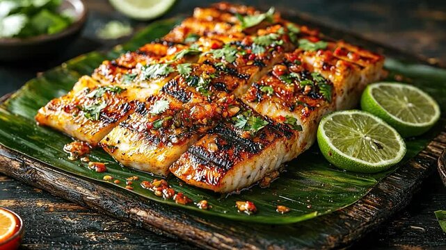 stingray sambal on banana leaf video singapore cuisine