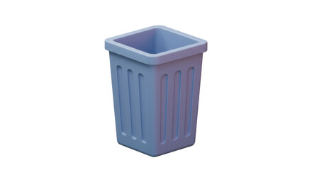 Isolated Blue Trash Bin with Slatted Design