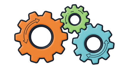 Isolated Colorful Gears with Arrows