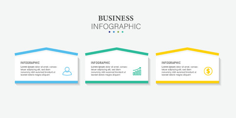 3 Tabs presentation business infographic template vector.