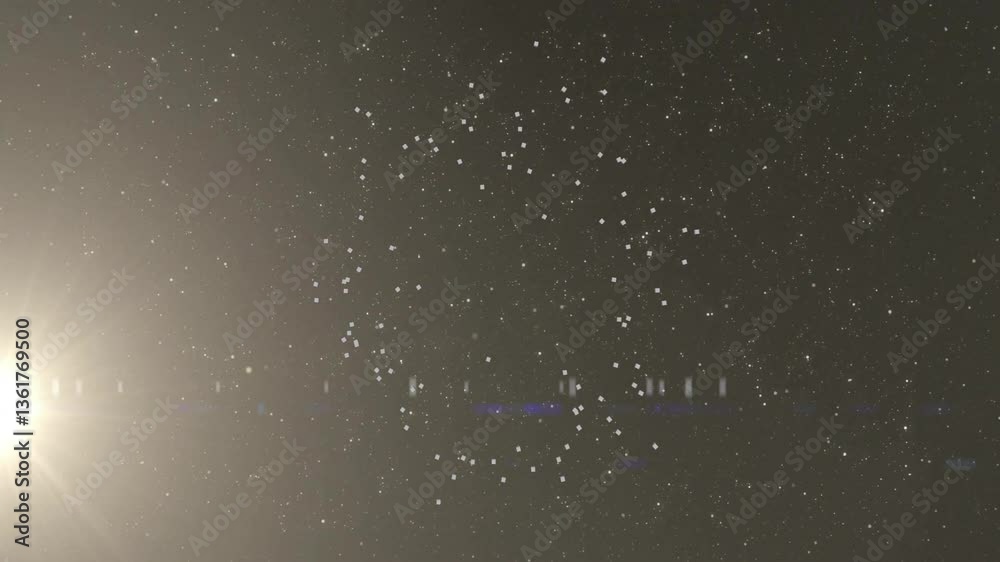 Wall mural scattered particles in dark space creating cosmic effect with bright light animation
