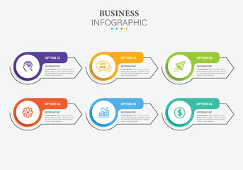 6 tabs presentation business infographic template vector.