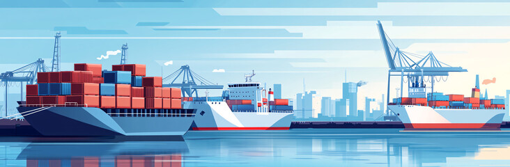 Obraz premium Cargo ship Sea Transport Logistic Container freight