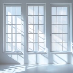 Three White Paned Windows Sunlight Interior Room