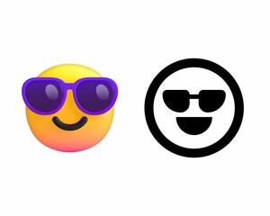 sun glasses emoji, emoji of sunglasses, icon of sunglasses emoji, Feedback emoticons emojis. Smiley icons set in trendy flat style. Happy, neutral, sad, emoji, vectors. Customer satisfaction rating 