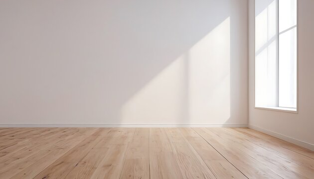 minimalist white room with clean wood grain floor, modern interior design background for product mockup showcase,display, floor, 783