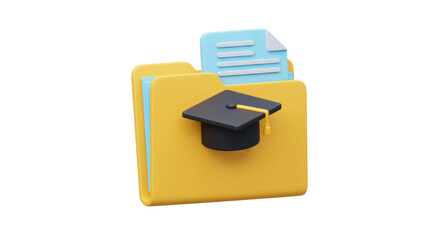 Isolated Education Folder with Graduation Cap