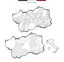 Regione Valle d'Aosta in Italia - mappa vettoriale  © Jessica Paradis