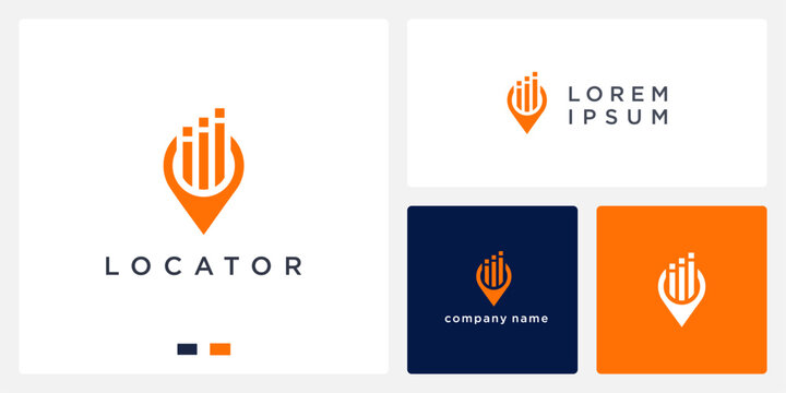 digital locator logo design template, map logo