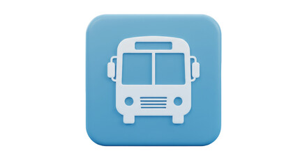 Isolated Blue Bus Icon with Simple Design