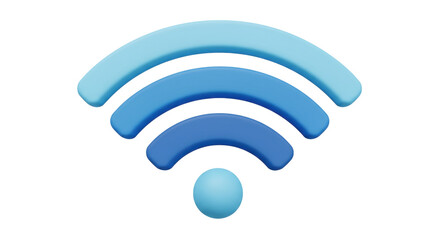 Isolated Blue WiFi Signal Symbol 3D Render