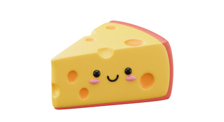 Isolated Happy Smiling Cheese Wedge Cartoon Character