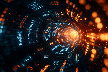 A data cable from the inside seeing data traveling