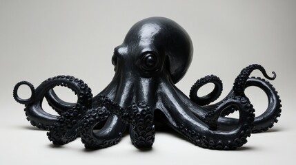an alluring sculpture of an octopus displaying its detailed tentacles and smooth texture against a soft background casting subtle shadows