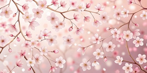 Delicate Pink Blossoms on Branching Stems, Softly Illuminated by a Gentle Spring Light, Creating a Serene and Tranquil Floral Scene
