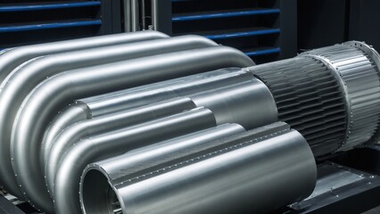 Gleaming Silver Giants: A Study in Industrial Engineering, Precision, and the Beauty of Form Following Function with Stainless Steel.