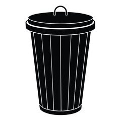 Realistic Trash Bin Vector Illustration – Modern Dustbin with Lid for Waste Disposal Concept