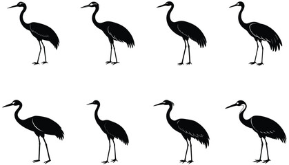 Crane Bird Vector Shilhouette Bundle Set Collection