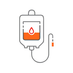Fototapeta premium A medical IV bag with orange liquid, depicting healthcare support and treatment, essential for patient recovery, symbolizing the importance of intravenous therapy in modern medicine.