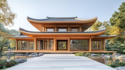 Serene Japanese Wooden House, Tranquil Garden Design