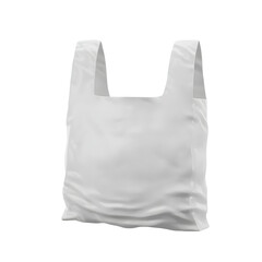 White plastic shopping bag isolated on transparent background, 3D rendering.