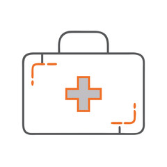 Obraz premium A portable first aid kit box with a medical cross, representing emergency supplies, healthcare preparedness, and safety equipment for injuries or sudden illness. 