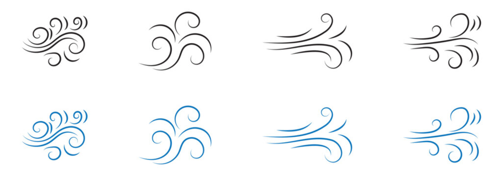 Wind blow line icon fresh vector cloud air isolated speed symbol. Wind blow air line icon logo.