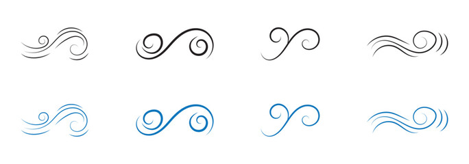 Wind blow line icon fresh vector cloud air isolated speed symbol. Wind blow air line icon logo.
