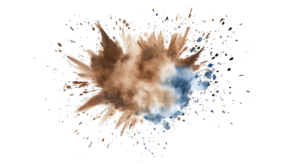 a vibrant watercolor splash featuring earthy browns and blues id