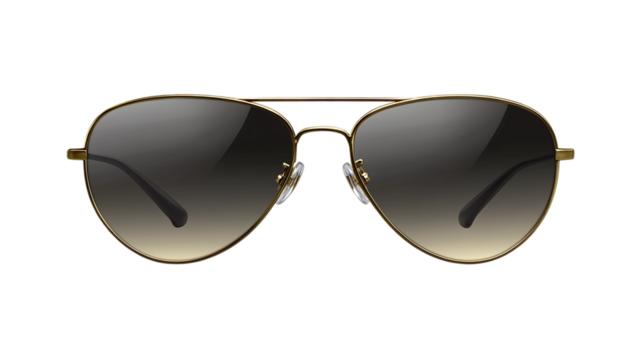 A pair of stylish aviator sunglasses with gold rims,
