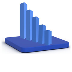 Fototapeta premium 3D bar graph displays a downward trend, represented by decreasing 