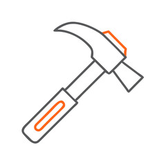 A detailed hammer illustration in a minimalist design, showcasing the tool's significance in construction and craftsmanship, symbolizing strength, reliability, and the DIY spirit.