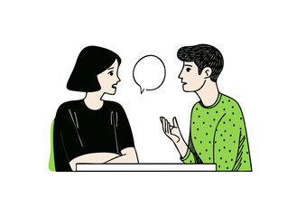 Vector illustration of a man and woman engaged in conversation