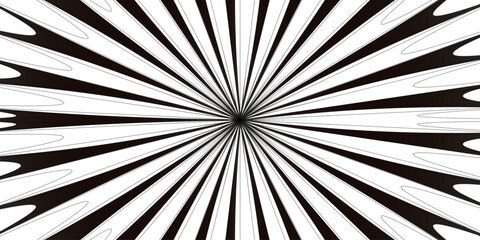 Abstract background vector. Black and white pattern Modern seamless retro vintage burst sunrise sunbeam element spiral striped  boom, comic. Cartoon pop art template summer banner background.