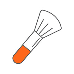 A makeup brush with a bright orange handle, symbolizing beauty and creativity, ideal for artistic expression in cosmetics and makeup application, showcasing the essentials of beauty routines.