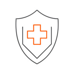 Obraz premium A simple line art illustration of a medical shield symbolizing healthcare protection, representing safety and wellness in medical fields, ideal for health-related content and advertisements.