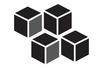 Cube icon Black line art vector logo set