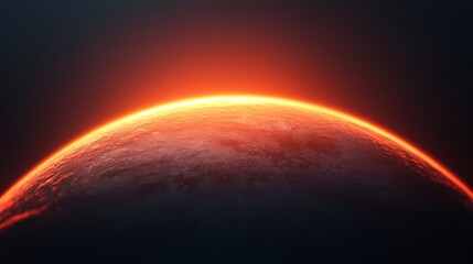 Celestial event sunset on mars digital illustration cosmic environment wide-angle view futuristic concept
