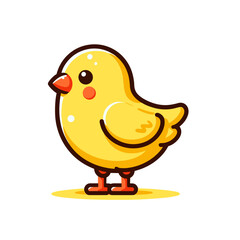 Cute yellow chick with orange beak. Ideal for Easter holiday themes and spring farm animal illustrations.