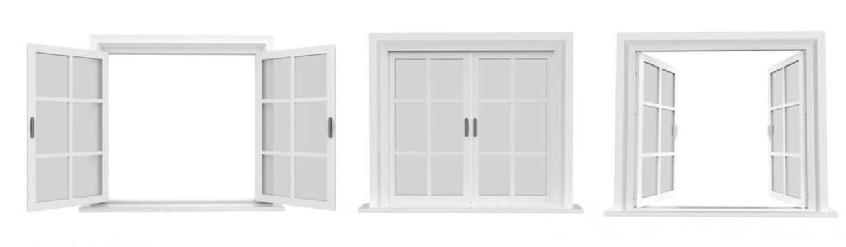 Fototapeta Windows with closed casements. Collection of isolated window frames.