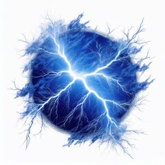 Fototapeta premium A striking visual of blue electric arcs emanating from a spherical core, illustrating the power of electricity.