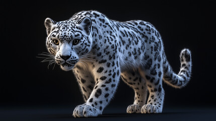 Snow leopard sitting like a king, royal leopard on the snowy peak, snow leopard's silence in a royal pose, snow leopard's regal presence